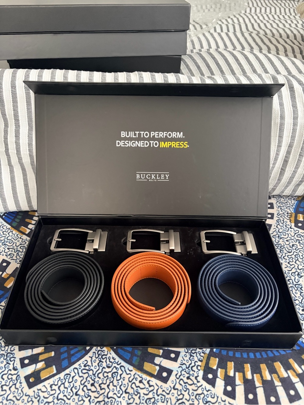 Buckley Interchangeable Belt Set -/Black/Dark Blue /Cognac